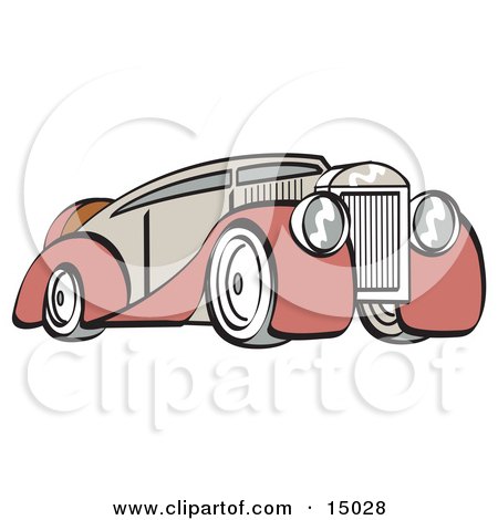 Red and Grey Luxury Sedan Car Clipart Illustration by Andy Nortnik