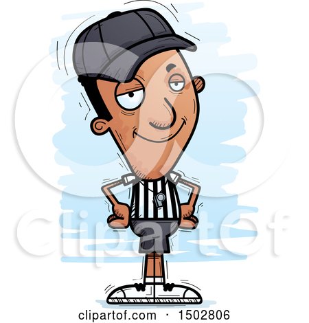 Clipart of a Confident Black Male Referee - Royalty Free Vector Illustration by Cory Thoman