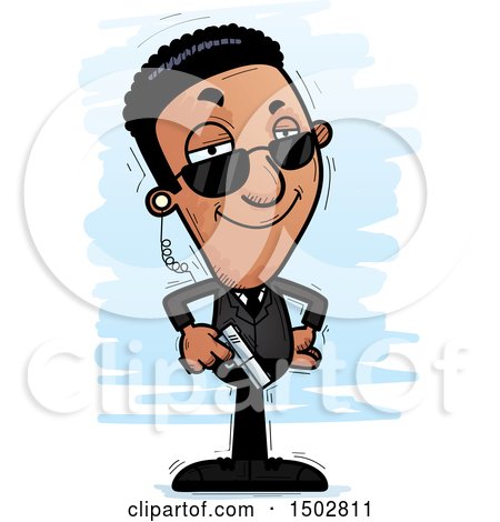 Clipart of a Confident African American Male Secret Service Agent - Royalty Free Vector Illustration by Cory Thoman