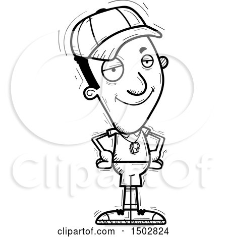 Clipart of a Black and White Confident Black Male Coach - Royalty Free Vector Illustration by Cory Thoman