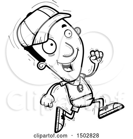 Clipart of a Black and White Running Black Male Coach - Royalty Free Vector Illustration by Cory Thoman