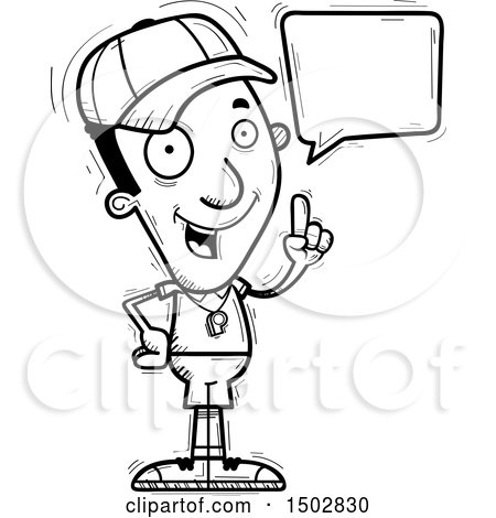 Clipart of a Black and White Talking Black Male Coach - Royalty Free Vector Illustration by Cory Thoman