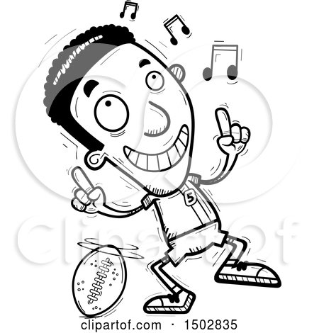Clipart of a Black and White Black Male Football Player Doing a Happy Dance - Royalty Free Vector Illustration by Cory Thoman