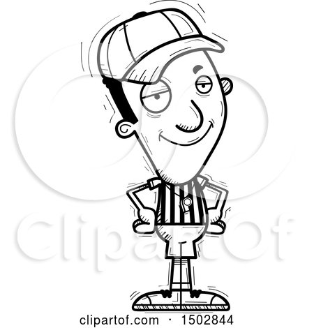Clipart of a Black and White Confident Black Male Referee - Royalty Free Vector Illustration by Cory Thoman