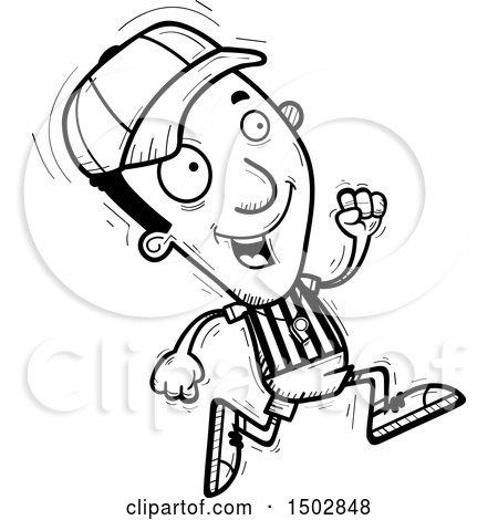 Clipart of a Black and White Running Black Male Referee - Royalty Free Vector Illustration by Cory Thoman