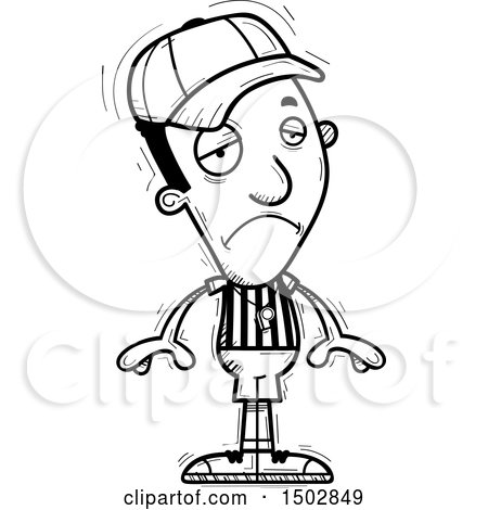 Clipart of a Black and White Sad Black Male Referee - Royalty Free Vector Illustration by Cory Thoman