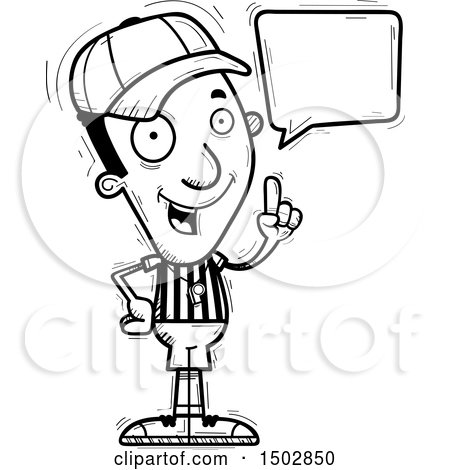 Clipart of a Black and White Talking Black Male Referee - Royalty Free Vector Illustration by Cory Thoman