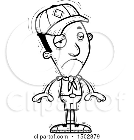 Clipart of a Black and White Sad Black Male Scout - Royalty Free Vector Illustration by Cory Thoman