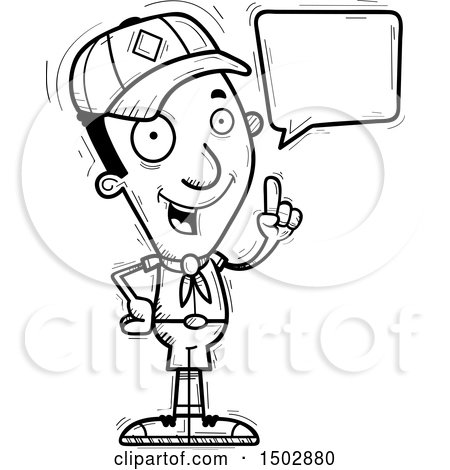 Clipart of a Black and White Talking Black Male Scout - Royalty Free Vector Illustration by Cory Thoman