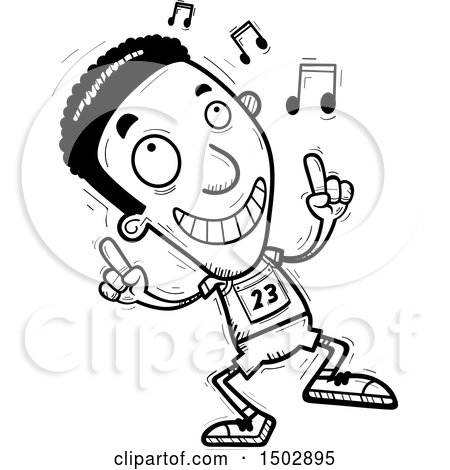 Clipart of a Black and White Black Male Track and Field Athlete Doing a Happy Dance - Royalty Free Vector Illustration by Cory Thoman