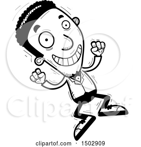Clipart of a Black and White Jumping African American Man in a Tuxedo - Royalty Free Vector Illustration by Cory Thoman
