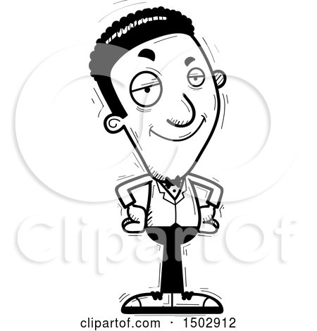 Clipart of a Black and White Confident African American Man in a Tuxedo - Royalty Free Vector Illustration by Cory Thoman