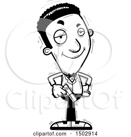 Clipart of a Black and White Confident African American Male Spy or Secret Service Agent - Royalty Free Vector Illustration by Cory Thoman