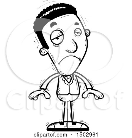 Clipart of a Black and White Sad African American Business Man - Royalty Free Vector Illustration by Cory Thoman