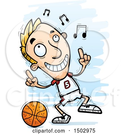 Clipart of a White Male Basketball Player Doing a Happy Dance - Royalty Free Vector Illustration by Cory Thoman