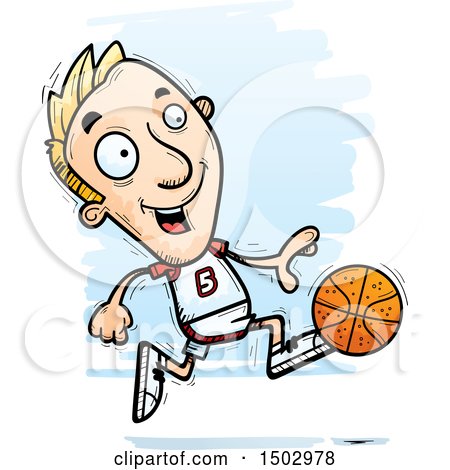 Clipart of a Running White Male Basketball Player - Royalty Free Vector Illustration by Cory Thoman