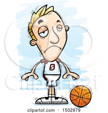 Clipart of a Sad White Male Basketball Player - Royalty Free Vector Illustration by Cory Thoman