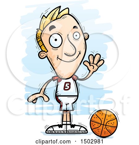 Clipart of a Waving White Male Basketball Player - Royalty Free Vector Illustration by Cory Thoman