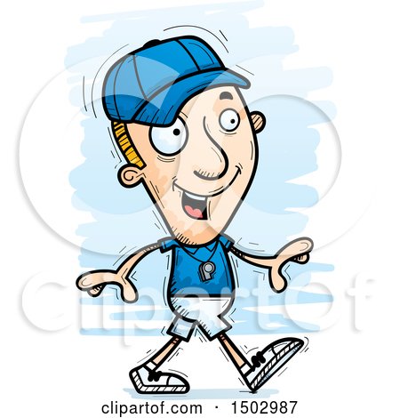 Clipart of a Walking White Male Basketball Player - Royalty Free Vector Illustration by Cory Thoman