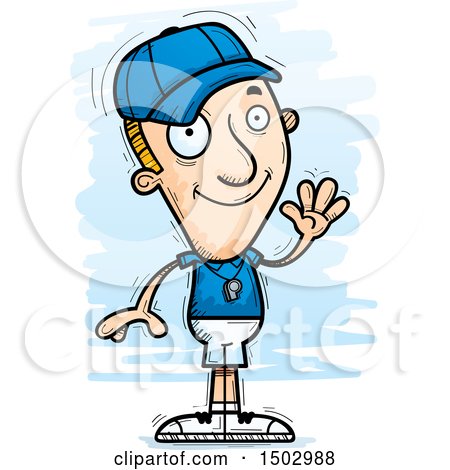 Clipart of a Waving White Male Basketball Player - Royalty Free Vector Illustration by Cory Thoman