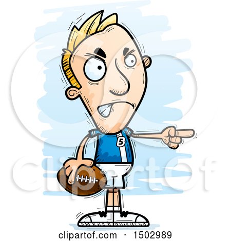 Clipart of a Mad Pointing White Male Football Player - Royalty Free Vector Illustration by Cory Thoman