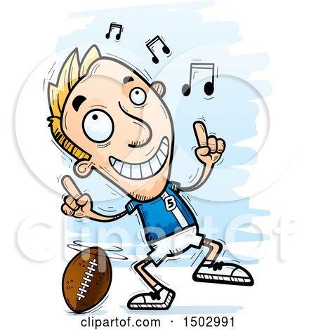 Clipart of a White Male Football Player Doing a Happy Dance - Royalty Free Vector Illustration by Cory Thoman