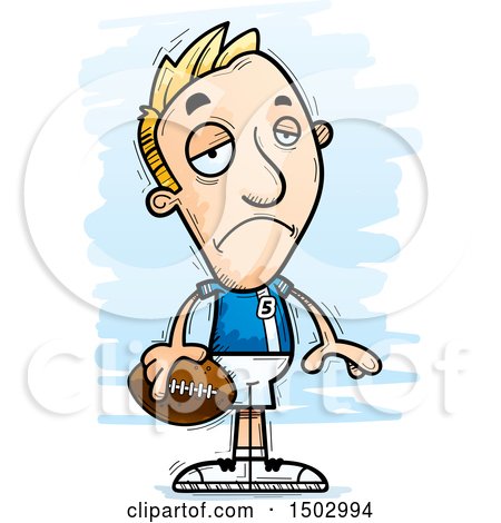 Clipart of a Sad White Male Football Player - Royalty Free Vector Illustration by Cory Thoman