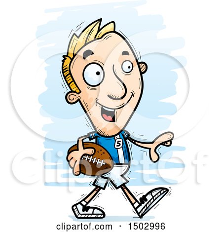 Clipart of a Walking White Male Football Player - Royalty Free Vector Illustration by Cory Thoman