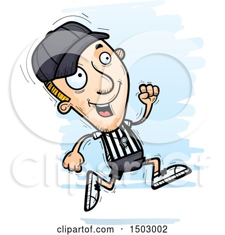 Clipart of a Running White Male Referee - Royalty Free Vector Illustration by Cory Thoman