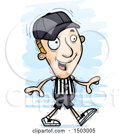 Clipart of a Walking White Male Referee - Royalty Free Vector Illustration by Cory Thoman