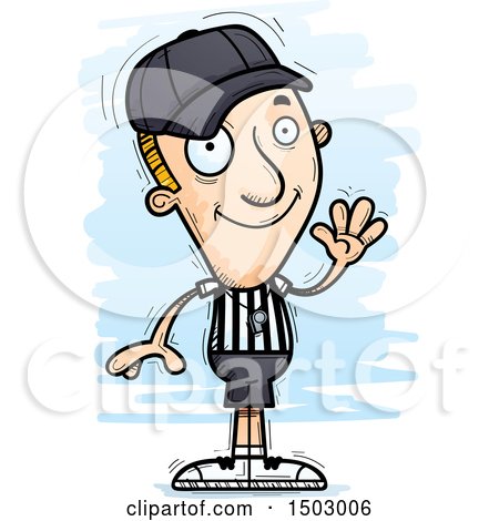 Clipart of a Waving White Male Referee - Royalty Free Vector Illustration by Cory Thoman