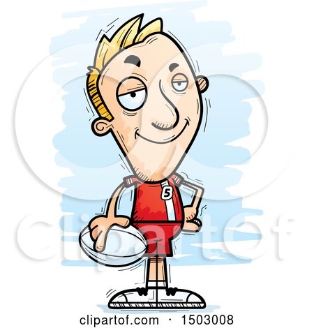 Clipart of a Confident White Male Rugby Player - Royalty Free Vector Illustration by Cory Thoman