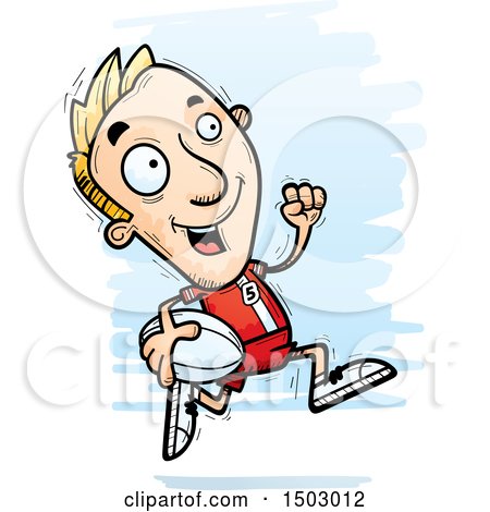 Clipart of a Running White Male Rugby Player - Royalty Free Vector Illustration by Cory Thoman