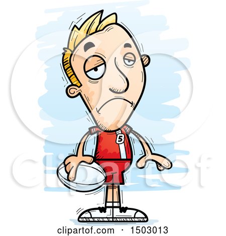 Clipart of a Sad White Male Rugby Player - Royalty Free Vector Illustration by Cory Thoman