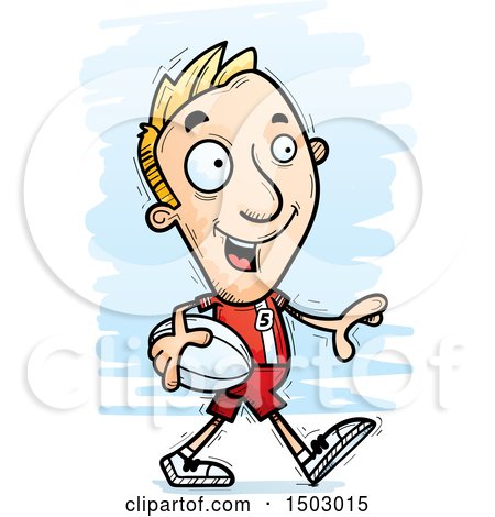 Clipart of a Walking White Male Rugby Player - Royalty Free Vector Illustration by Cory Thoman