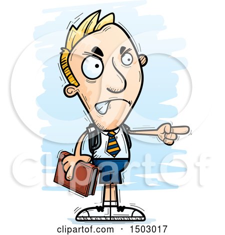Clipart of a Mad Pointing White Male Private School Student - Royalty Free Vector Illustration by Cory Thoman