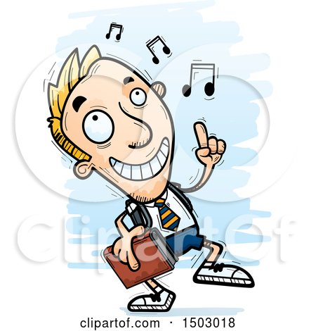 Clipart of a White Male Private School Student Doing a Happy Dance - Royalty Free Vector Illustration by Cory Thoman