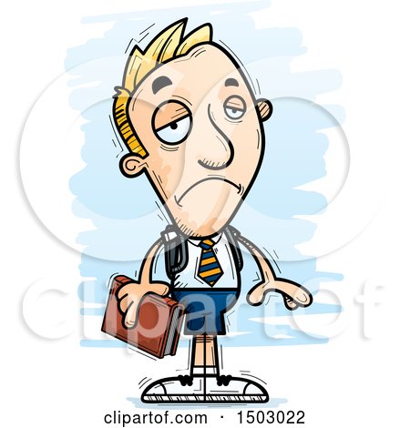 Clipart of a Sad White Male Private School Student - Royalty Free Vector Illustration by Cory Thoman