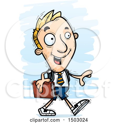 Clipart of a Walking White Male Private School Student - Royalty Free Vector Illustration by Cory Thoman