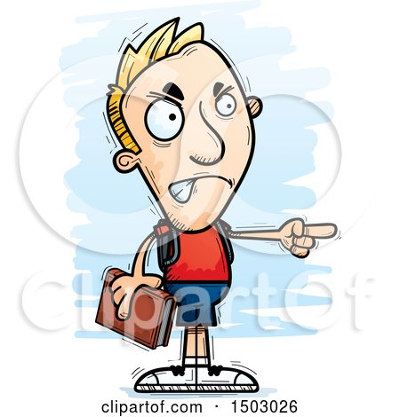 Clipart of a Mad Pointing White Male College Student - Royalty Free Vector Illustration by Cory Thoman
