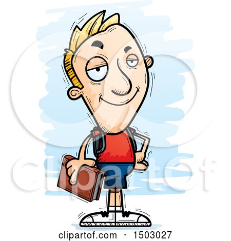 Clipart of a Confident White Male College Student - Royalty Free Vector Illustration by Cory Thoman