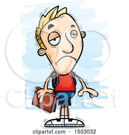 Clipart of a Sad White Male College Student - Royalty Free Vector Illustration by Cory Thoman