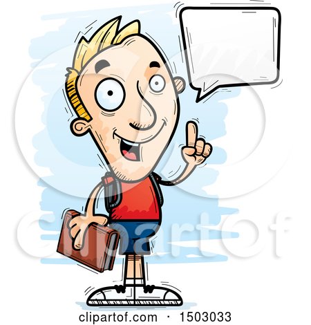 Clipart of a Talking White Male College Student - Royalty Free Vector Illustration by Cory Thoman