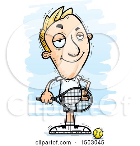Clipart of a Confident Caucasian Man Tennis Player - Royalty Free Vector Illustration by Cory Thoman