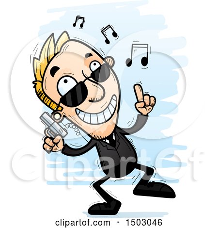 Clipart of a Dancing Caucasian Man Secret Service Agent - Royalty Free Vector Illustration by Cory Thoman