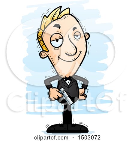 Clipart of a Confident Caucasian Man Spy - Royalty Free Vector Illustration by Cory Thoman