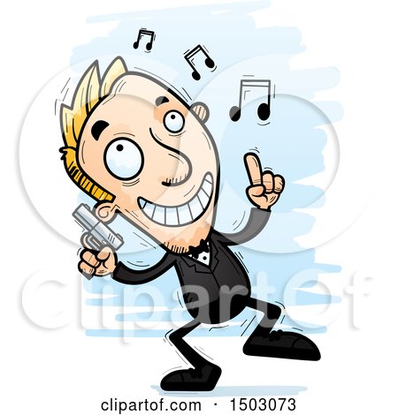 Clipart of a Dancing Caucasian Man Spy - Royalty Free Vector Illustration by Cory Thoman