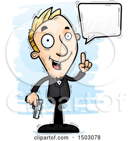 Clipart of a Talking Caucasian Man Spy - Royalty Free Vector Illustration by Cory Thoman