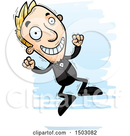 Clipart of a Jumping Caucasian Man in a Tuxedo - Royalty Free Vector Illustration by Cory Thoman