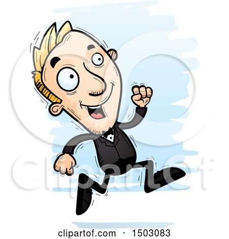 Clipart of a Running Caucasian Man in a Tuxedo - Royalty Free Vector Illustration by Cory Thoman